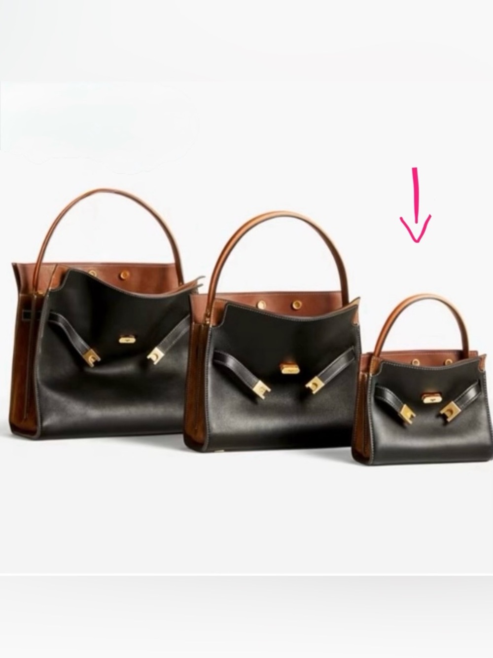 Original Tory Burch Petite Lee Radziwill Double Bag - Black with white stitching - Picture 12 of 12